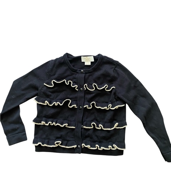 Kate Spade black sweater with Cream Ruffles - Picture 1 of 7